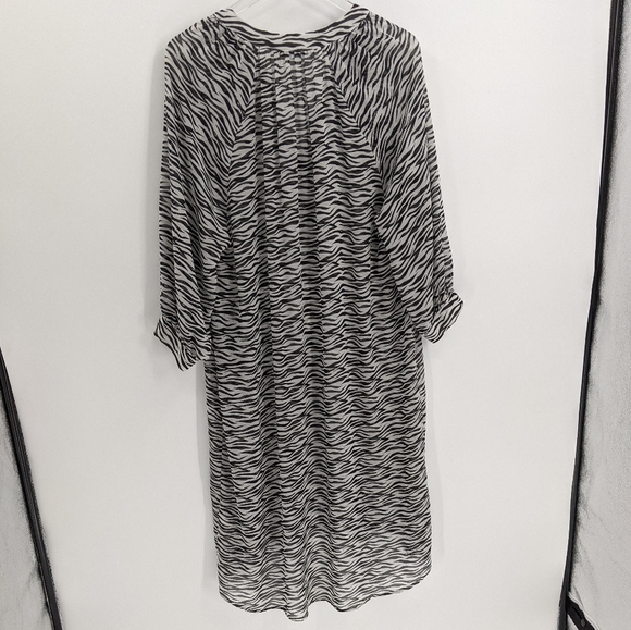Zara Sheer Zebra Print Long Oversize Blouse Top - Picture 7 of 10